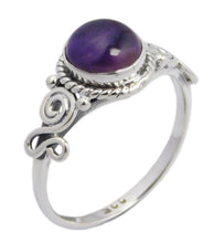 Load image into Gallery viewer, Silver Ring | Amethyst Circular Swirls