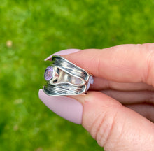 Load image into Gallery viewer, Silver Ring | Faceted Amethyst Double Band