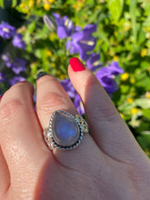 Load image into Gallery viewer, Silver Ring | Rainbow Moonstone Tear Drop