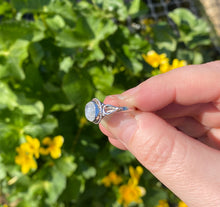 Load image into Gallery viewer, Silver Ring | Rainbow Moonstone Oval Tears