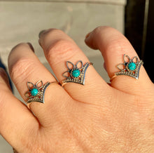 Load image into Gallery viewer, Silver Ring | Turquoise Chevron Crown