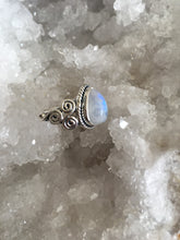 Load image into Gallery viewer, Silver Ring | Rainbow Moonstone Tear Drop