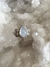 Load image into Gallery viewer, Silver Ring | Rainbow Moonstone Tear Drop