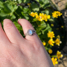 Load image into Gallery viewer, Silver Ring | Rainbow Moonstone Oval Tears