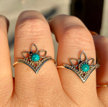 Load image into Gallery viewer, Silver Ring | Turquoise Chevron Crown