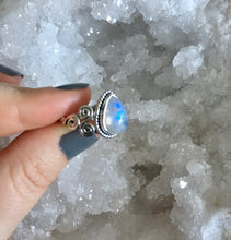 Load image into Gallery viewer, Silver Ring | Rainbow Moonstone Tear Drop