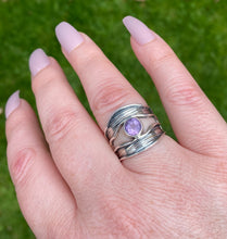 Load image into Gallery viewer, Silver Ring | Faceted Amethyst Double Band
