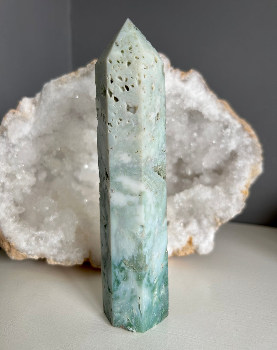 Point | Ocean Jasper & Moss Agate – The Sentient Tree