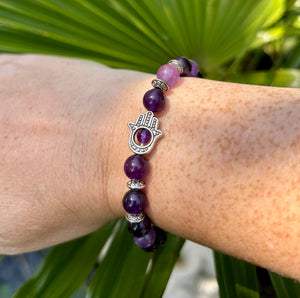 Bead Bracelet | Amethyst Hamsa