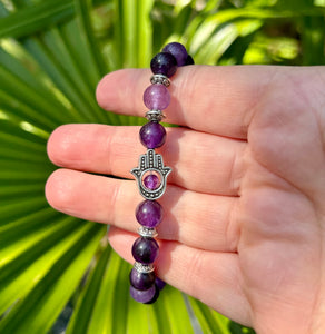 Bead Bracelet | Amethyst Hamsa