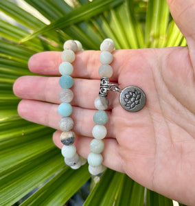 Bead Bracelet | Frosted Caribbean Calcite