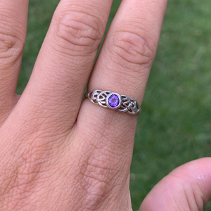 Silver Ring | Amethyst Celtic Band