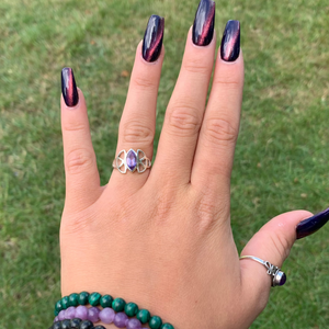 Amethyst Celtic Hearts ring