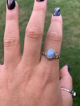 Load image into Gallery viewer, Silver Ring | Rainbow Moonstone Oval Swirls
