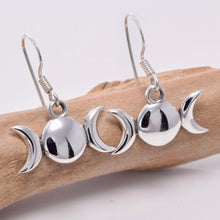 Load image into Gallery viewer, Silver Drop Earrings | Triple Moon
