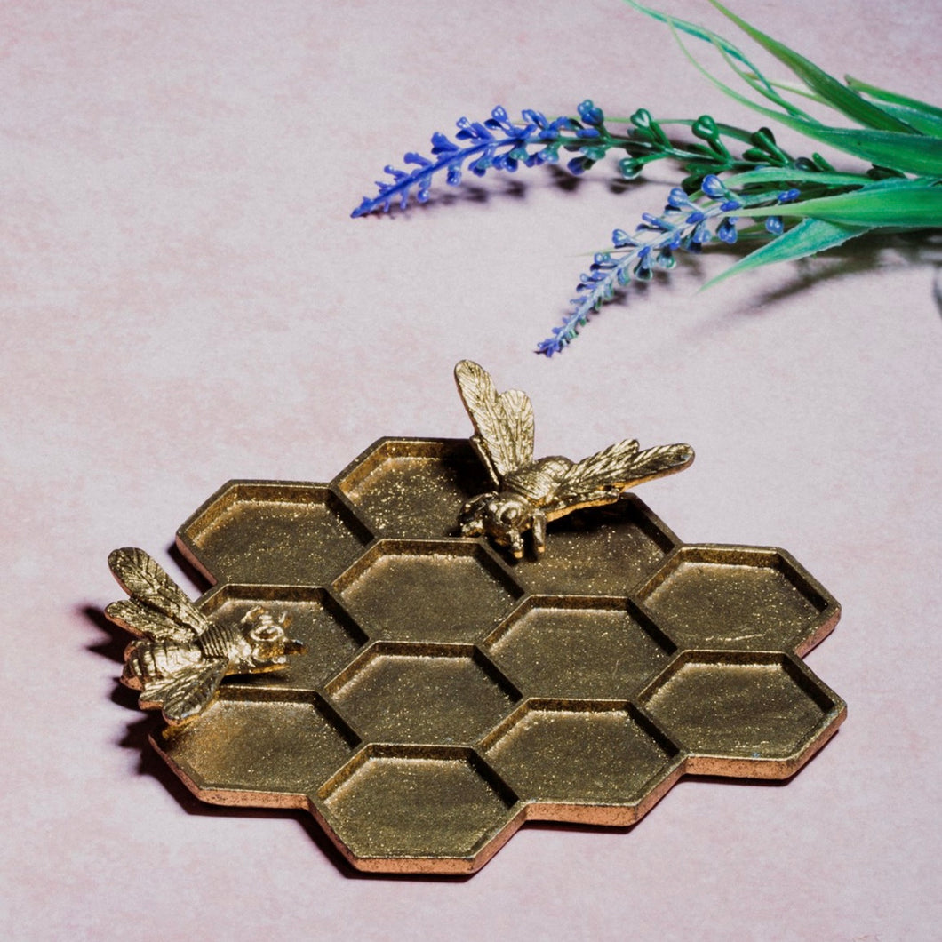 Honeycomb Bee Trinket Dish
