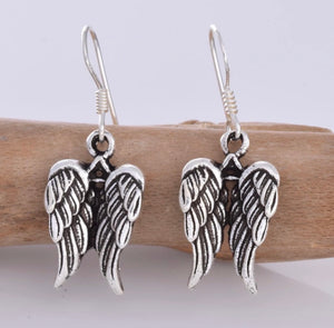 Silver Drop Earrings | Angel Wings