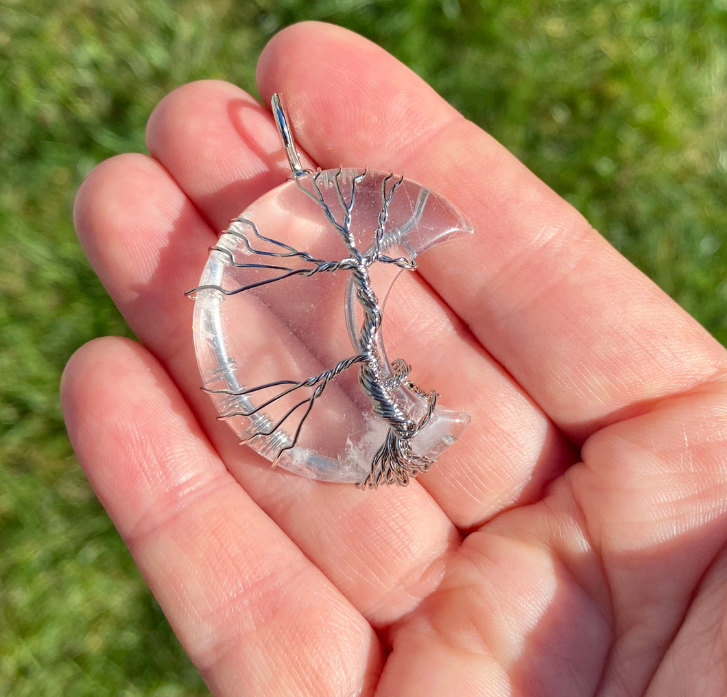 Moon | Wire Wrapped Tree of Life | Clear Quartz