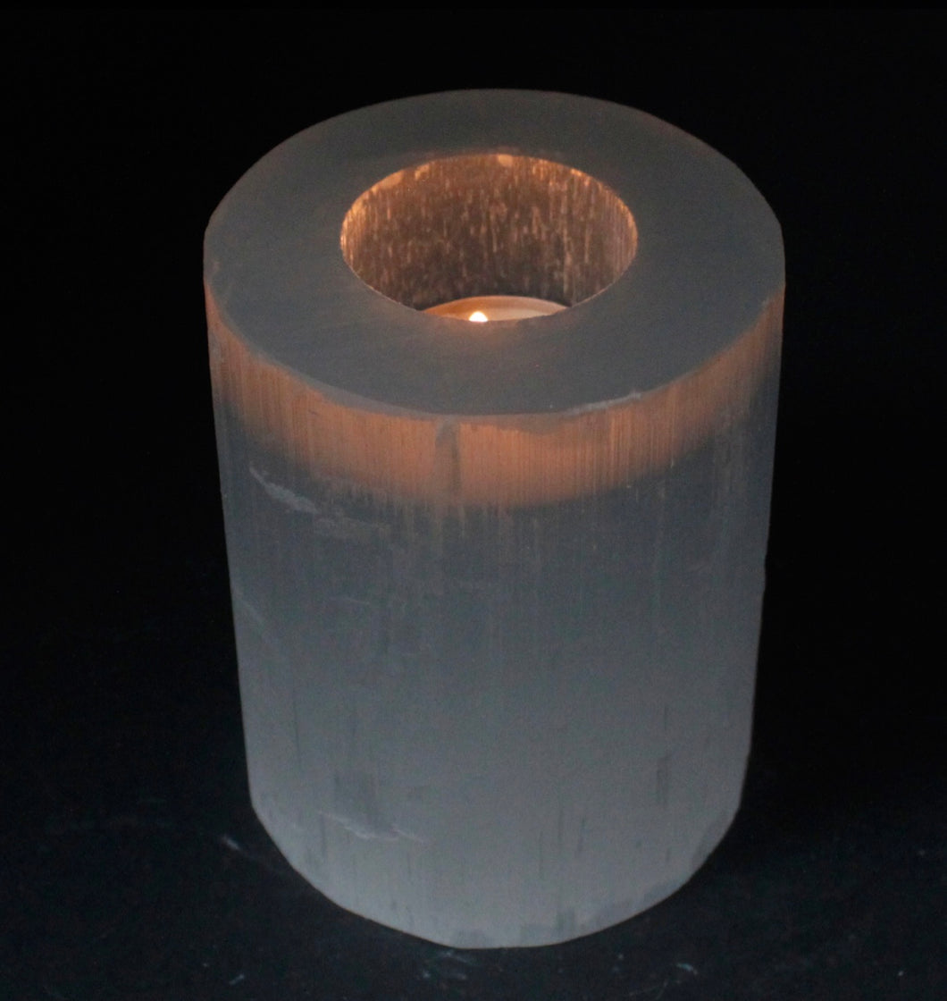 Selenite Cylinder Candle Holder | 10cm