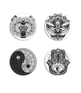 Button Badges | Mono Boho Mandala