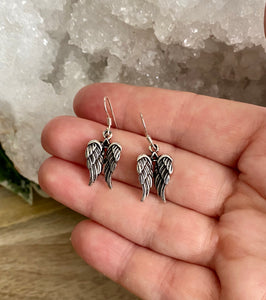 Silver Drop Earrings | Angel Wings