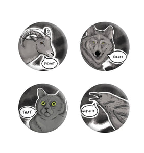 Button Badges | B & W Angry Animals