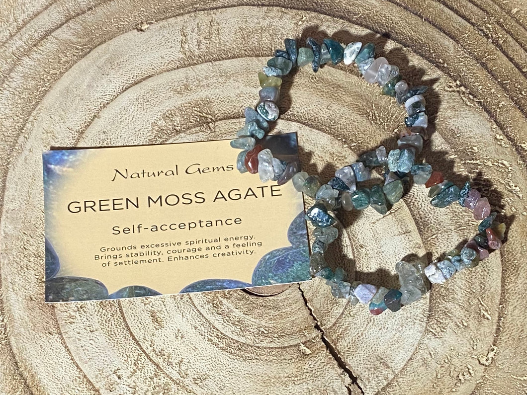 Chip Bracelet | Green Moss Agate