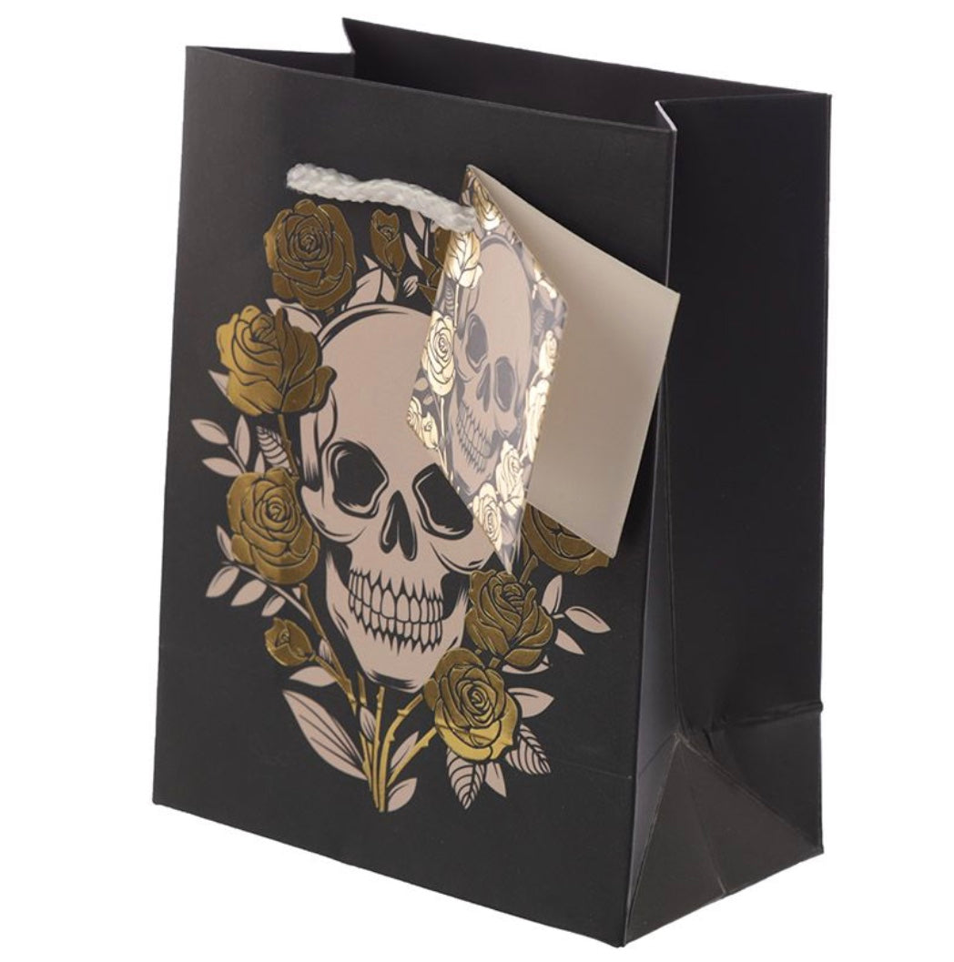 Gift Bag | Metallic Skulls & Roses  | Small