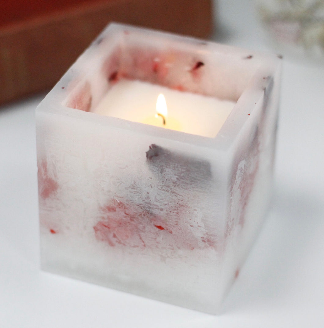 Rose Flower Square Soy Candle