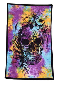 Cotton Tapestry/Single Bedspread | Floral Skull
