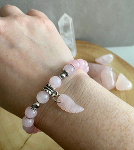 Angel Wing Bracelet | Rose Quartz