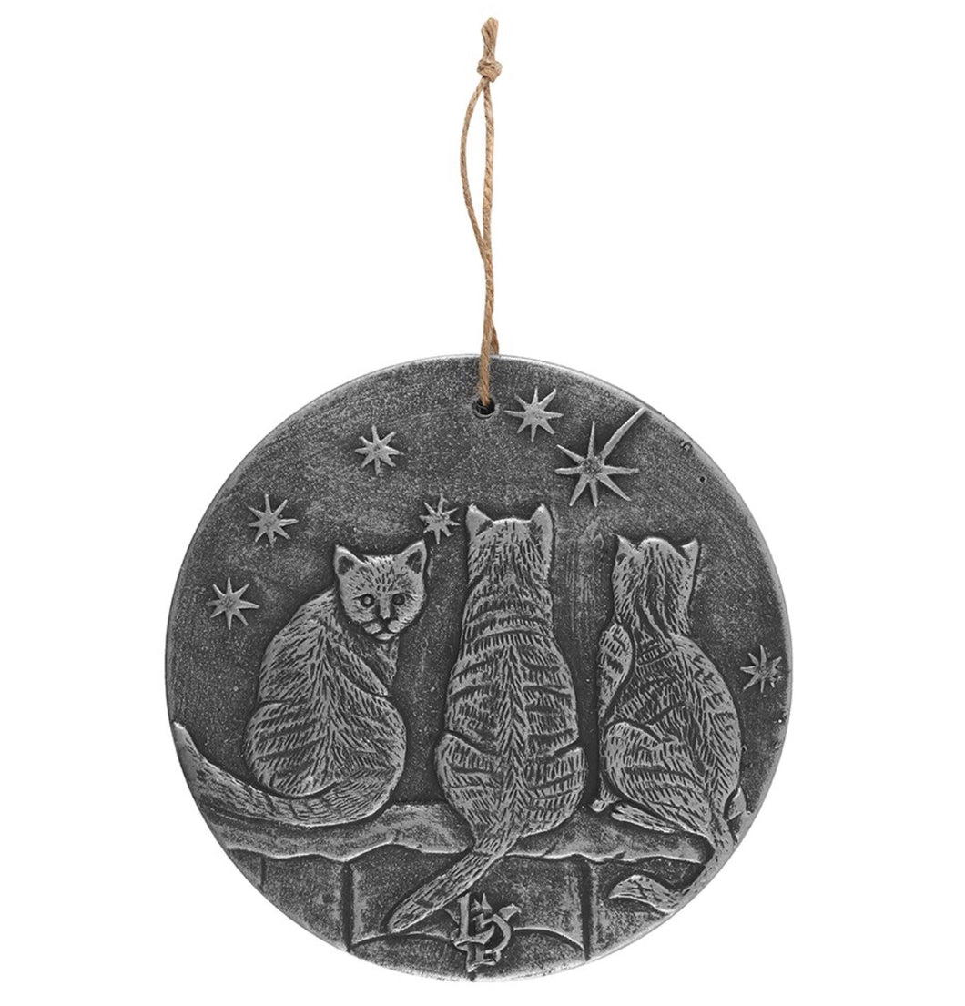 Silver Terracotta Plaque | Three Wishing Cats