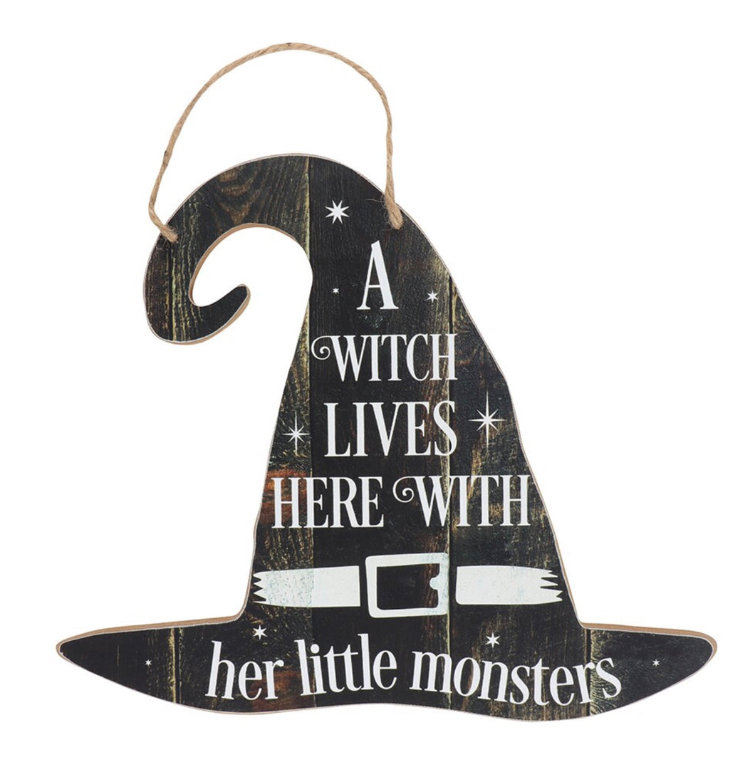 A Witch Lives Here | Hanging Plaque