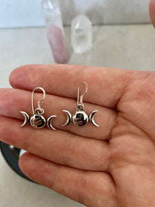 Silver Drop Earrings | Triple Moon